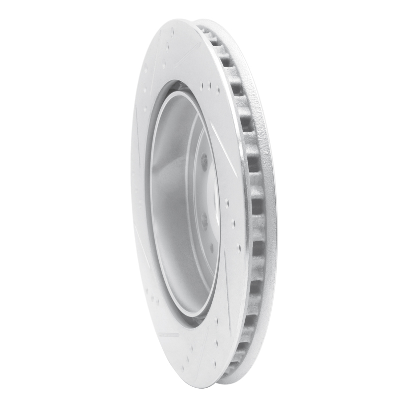 Cadillac SRX Brake Rotor (1) - Rear Right - R1 Concepts - Drilled & Slotted - Silver - `04-`09